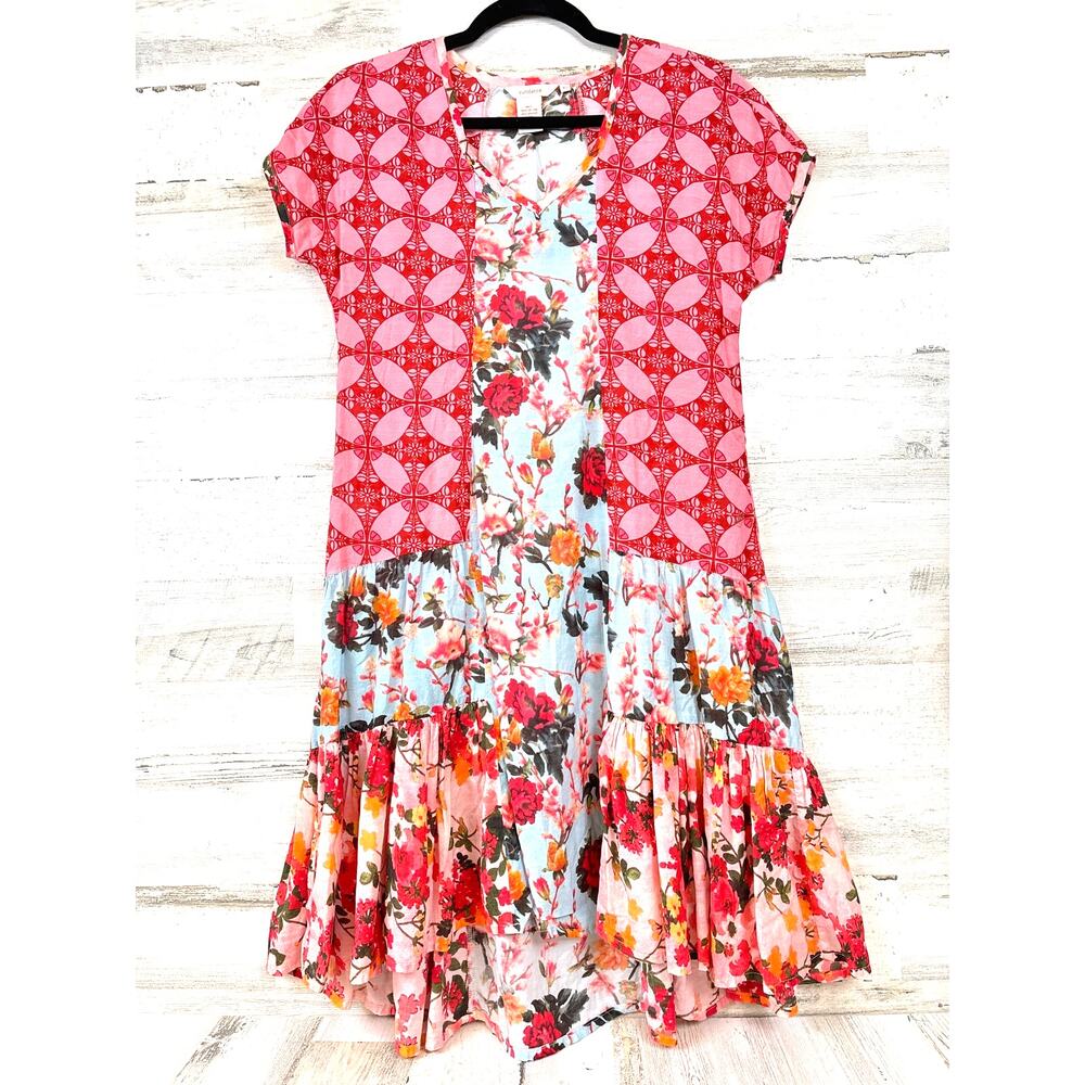 Sundance Womens XS Pink Multi Patchwork Floral Boho Lightweight Mini Dress
